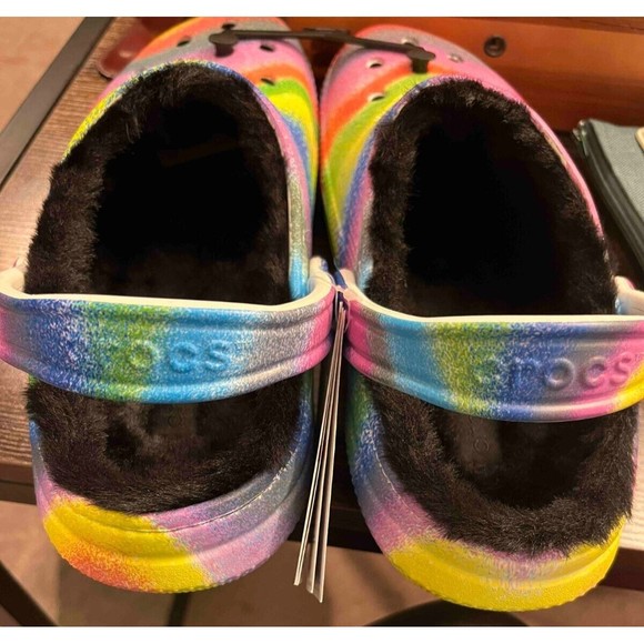 NWT Crocs Lined M 10 W 12 Clogs Spray Dye Multicolor Toasty Warm - Picture 9 of 11